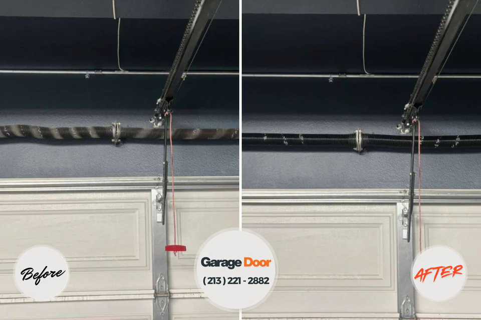 Before and after: garage door repair Highland Heights, KY